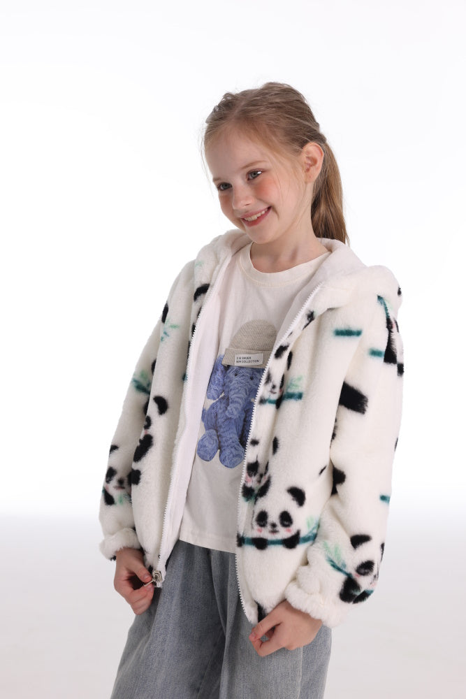 Felpa PANDA giacca invernale con cappuccio e tasche, unisex per adulti e bambini, in pile flanella, calda e morbida, colori divertenti