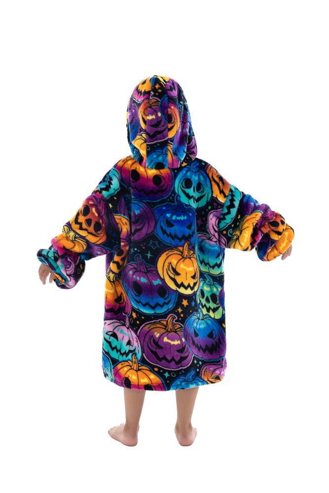 Poncho ZUCCA lungo unisex in flanella con cappuccio e maniche lunghe, plaid indossabile caldo e morbido