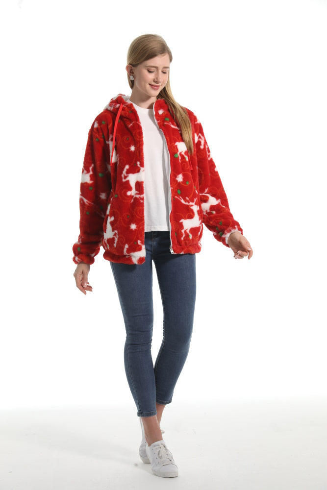 Felpa RENNA giacca invernale con cappuccio e tasche, unisex per adulti e bambini, in pile flanella, calda e morbida, colori divertenti
