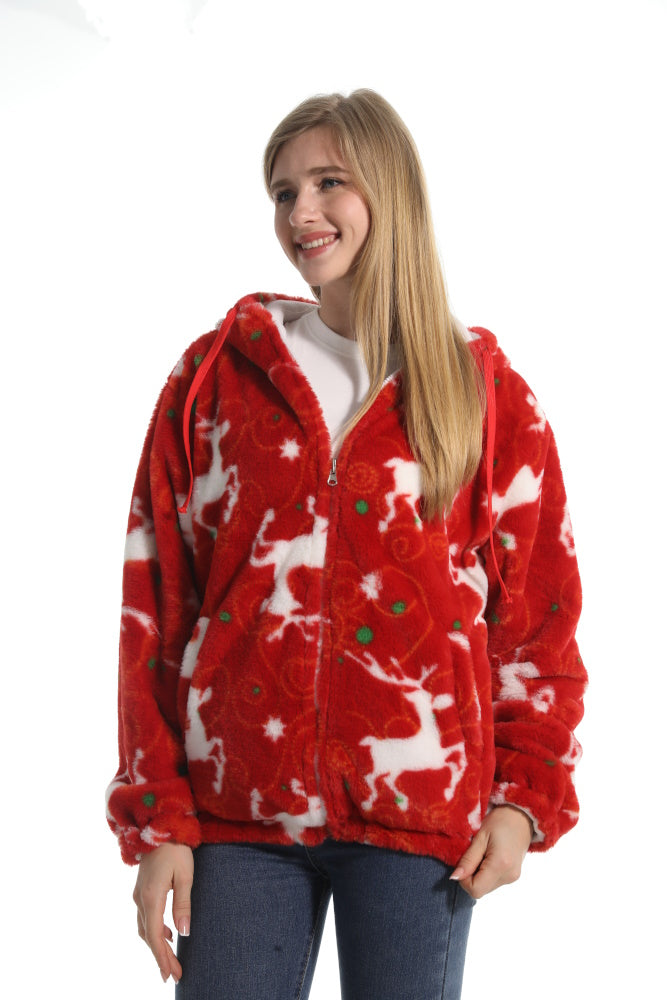 Felpa RENNA giacca invernale con cappuccio e tasche, unisex per adulti e bambini, in pile flanella, calda e morbida, colori divertenti