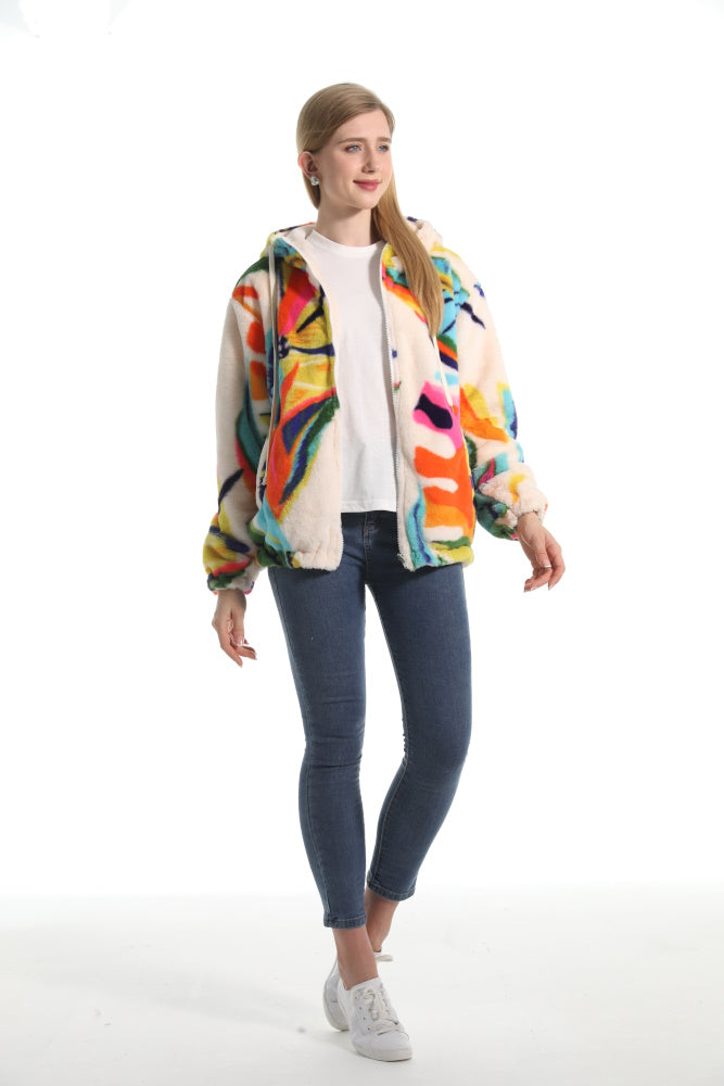 Felpa MULTICOLOR giacca invernale con cappuccio e tasche, unisex per adulti e bambini, in pile flanella, calda e morbida, colori divertenti
