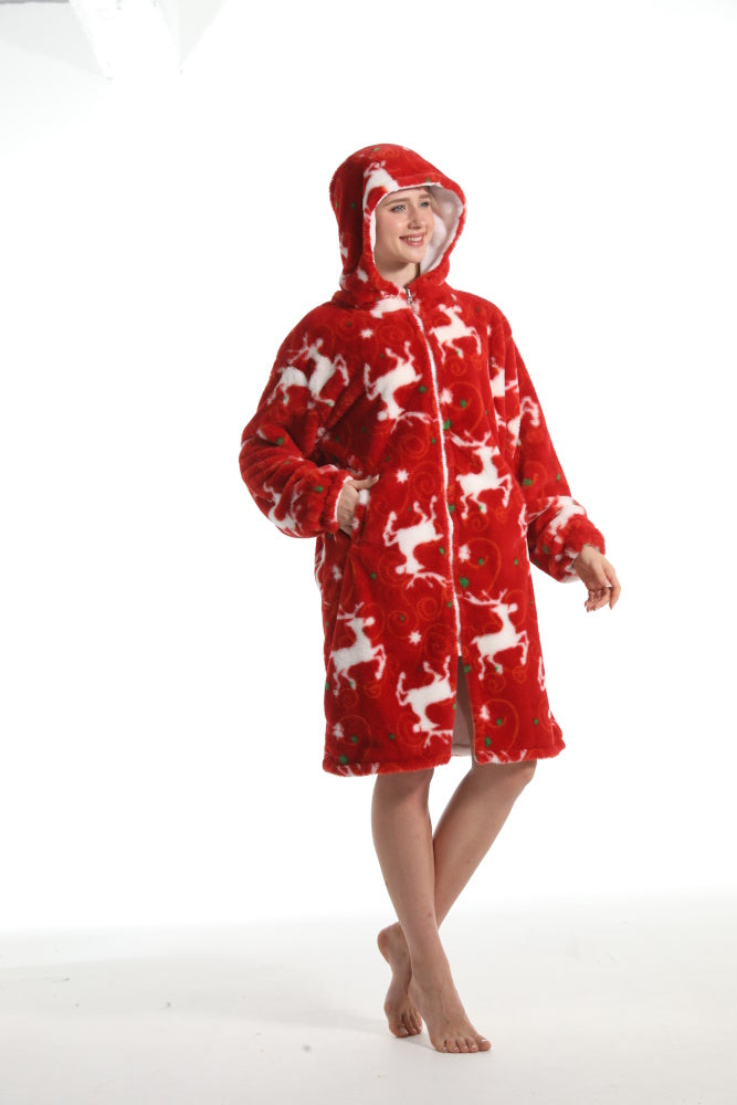 Felpa RENNA giacca invernale con cappuccio e tasche, unisex per adulti e bambini, in pile flanella, calda e morbida, colori divertenti