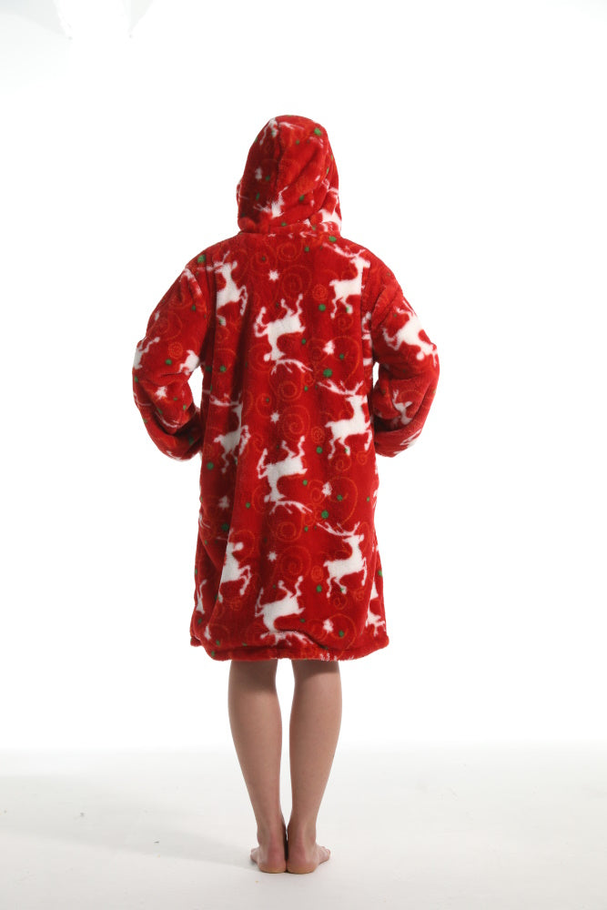Felpa RENNA giacca invernale con cappuccio e tasche, unisex per adulti e bambini, in pile flanella, calda e morbida, colori divertenti