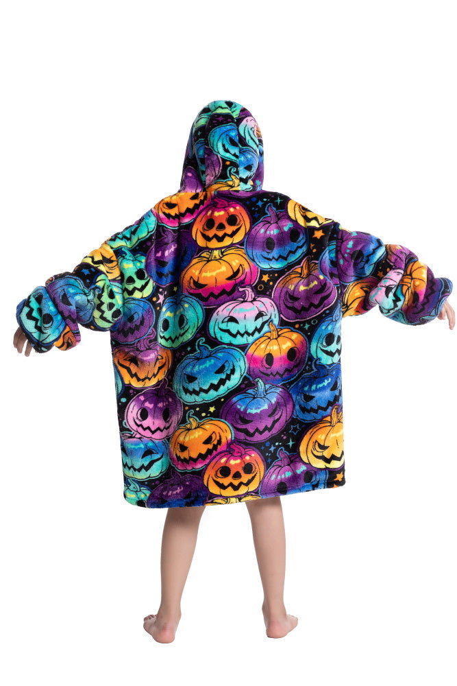 Poncho ZUCCA lungo unisex in flanella con cappuccio e maniche lunghe, plaid indossabile caldo e morbido