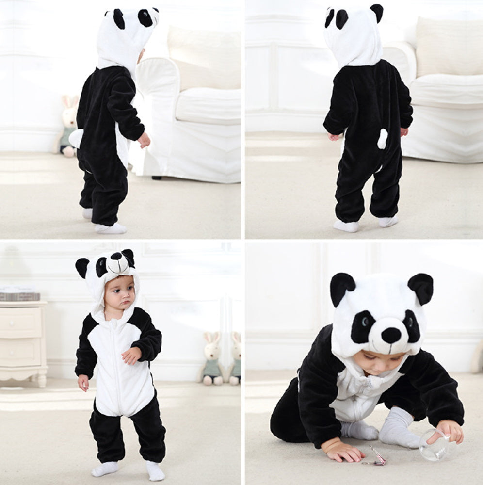 Pigiama animale intero bambini, pigiamone invernale in flanella, costume carnevale cosplay unisex bambino