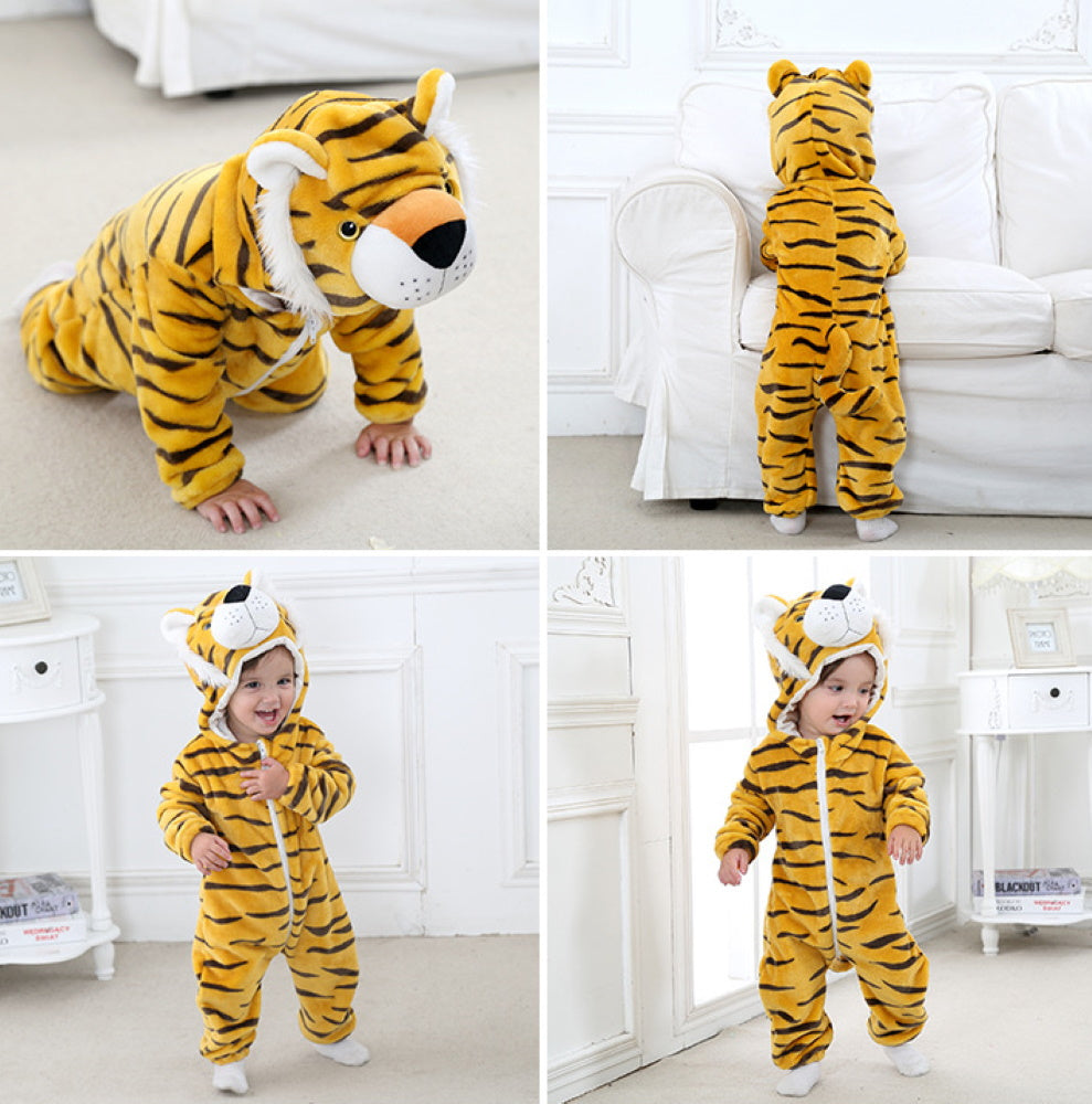 Pigiama animale intero bambini, pigiamone invernale in flanella, costume carnevale cosplay unisex bambino