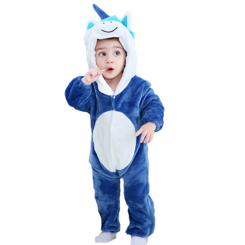 Pigiama animale intero bambini, pigiamone invernale in flanella, costume carnevale cosplay unisex bambino