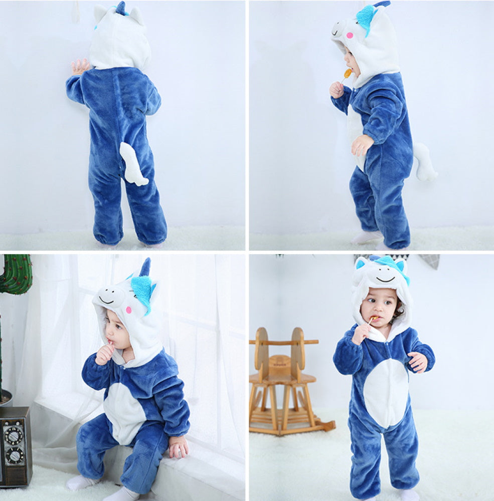 Pigiama animale intero bambini, pigiamone invernale in flanella, costume carnevale cosplay unisex bambino