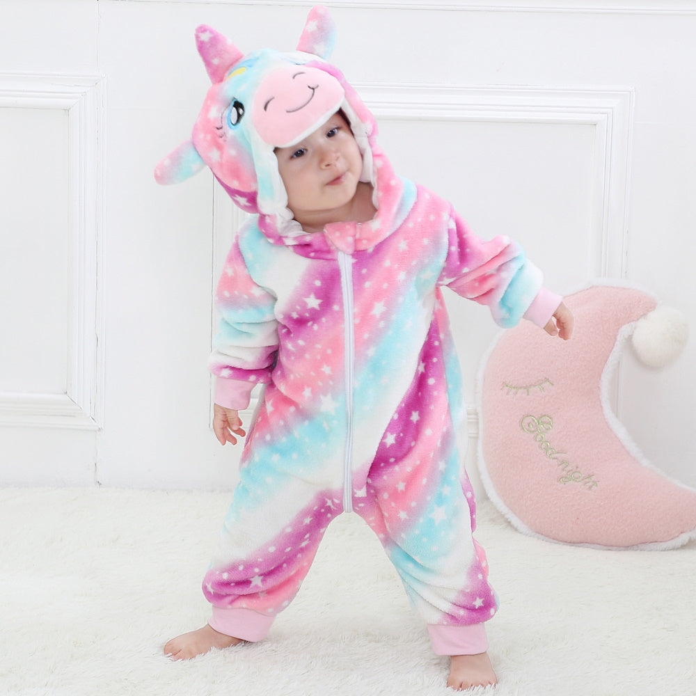 Pigiama animale intero bambini, pigiamone invernale in flanella, costume carnevale cosplay unisex bambino