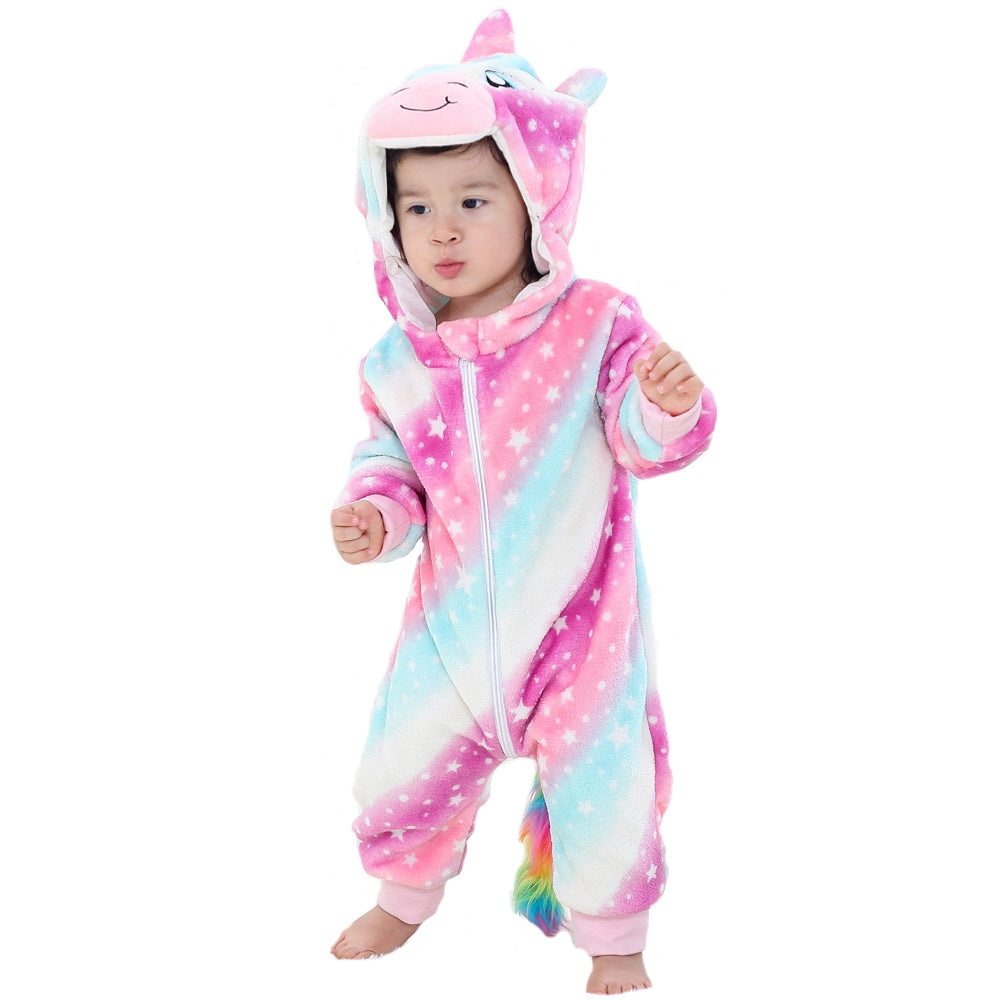 Pigiama animale intero bambini, pigiamone invernale in flanella, costume carnevale cosplay unisex bambino