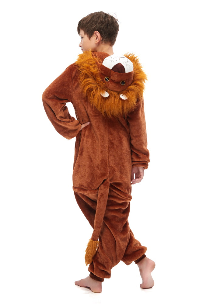 Pigiama pigiamone animale in flanella intero LEONE, pigiama animale, costume carnevale cosplay, unisex adulto e bambino