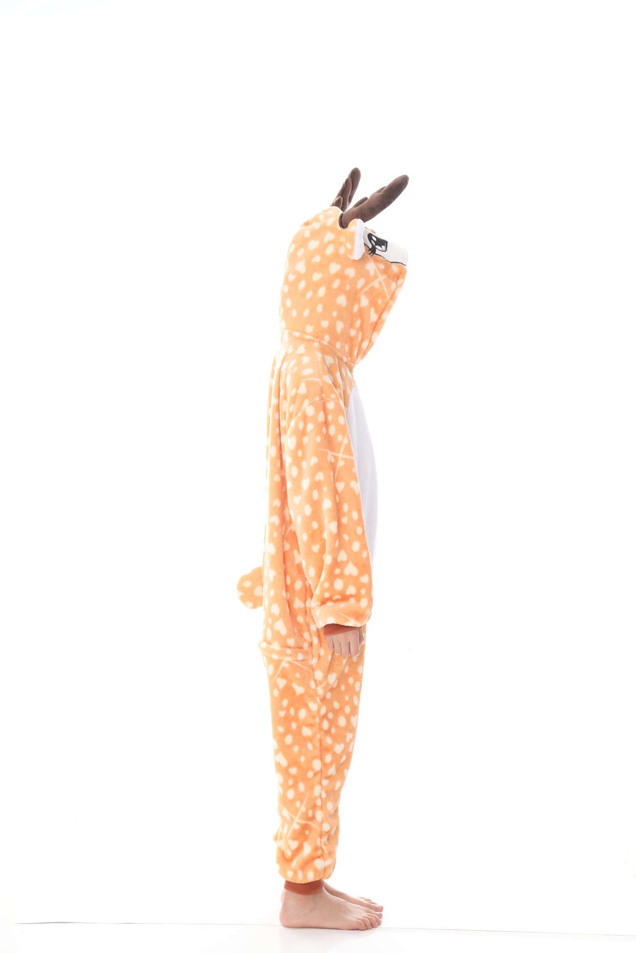 Pigiama animale intero CERBIATTO, pigiamone invernale in pile, costume carnevale cosplay, unisex adulto e bambino