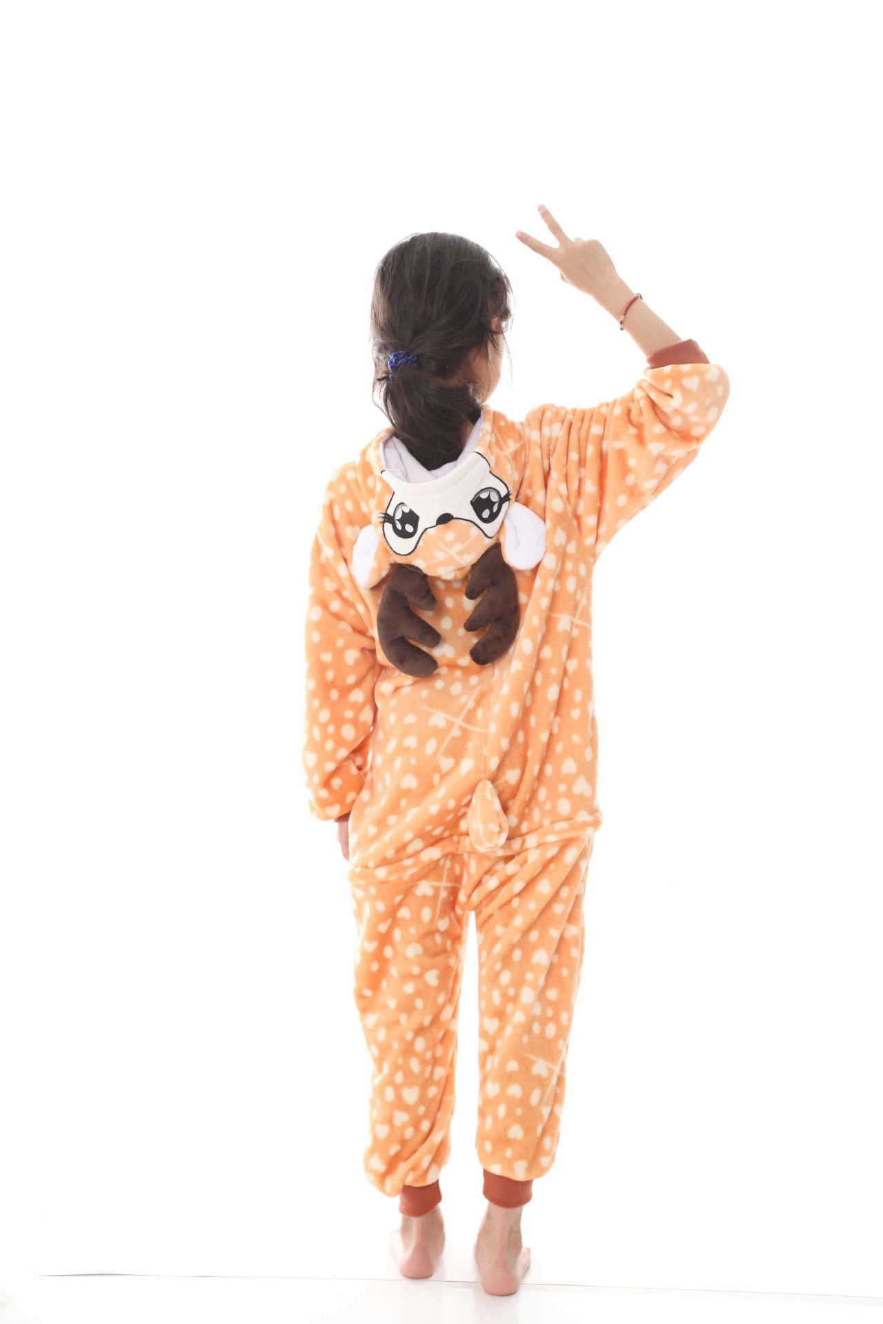Pigiama animale intero CERBIATTO, pigiamone invernale in pile, costume carnevale cosplay, unisex adulto e bambino