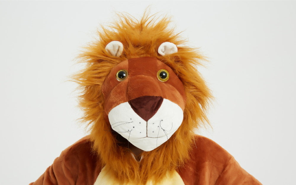 Pigiama pigiamone animale in flanella intero LEONE, pigiama animale, costume carnevale cosplay, unisex adulto e bambino