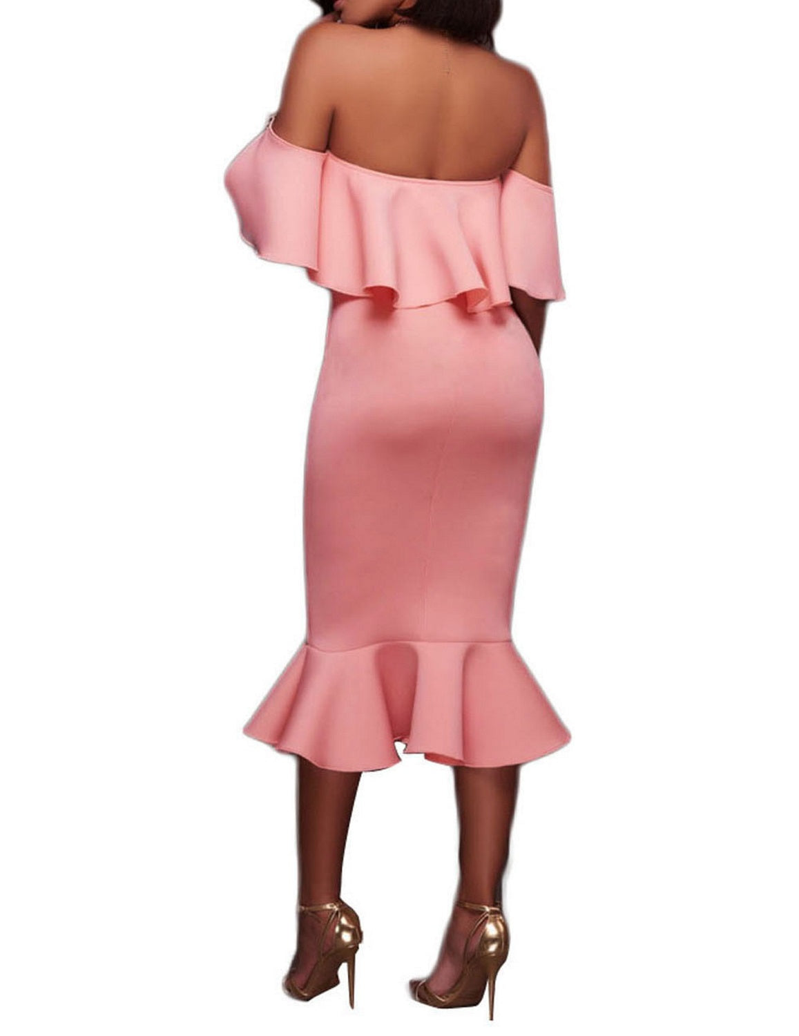 Elegante vestito a tubino per cerimonia da donna con scollo a barchetta increspato