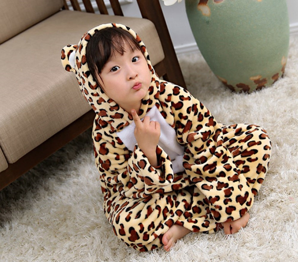 Pigiama pigiamone animale in flanella intero LEOPARDO, pigiama invernale, costume carnevale cosplay unisex adulto bambini
