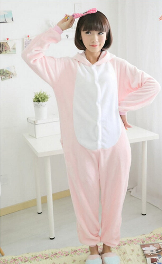 Pigiama animale intero MAIALINO ROSA, pigiamone invernale in flanella, costume carnevale cosplay unisex adulto e bambino