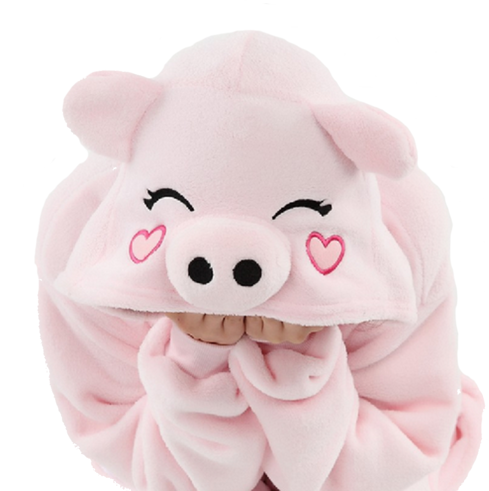 Pigiama animale intero MAIALINO ROSA, pigiamone invernale in flanella, costume carnevale cosplay unisex adulto e bambino