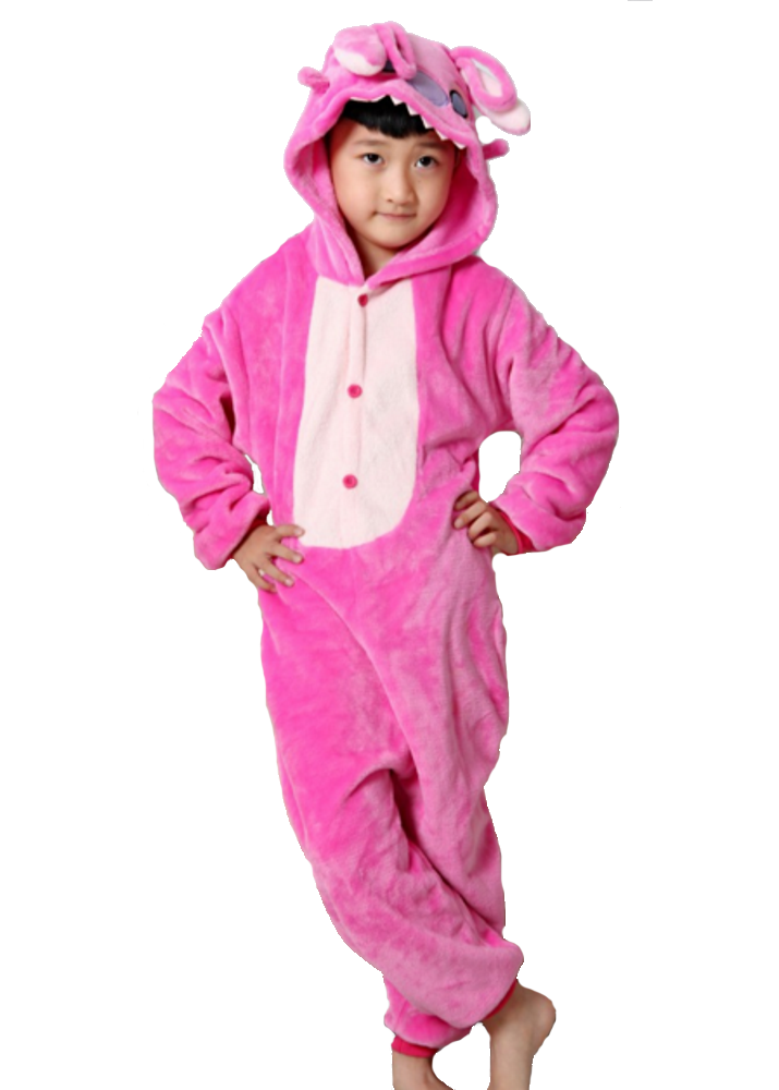Pigiama animale intero ROSA, pigiamone invernale in flanella, costume carnevale cosplay, unisex adulto e bambino