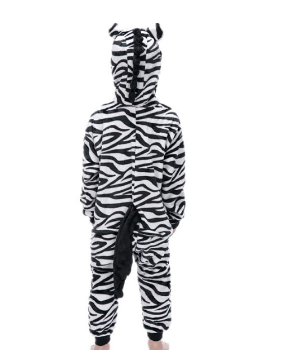 Pigiama pigiamone animale in flanella intero ZEBRA, pigiama invernale, costume carnevale Halloween cosplay, unisex adulto