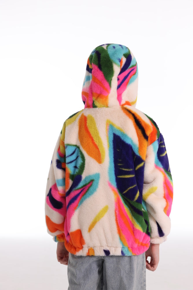 Felpa MULTICOLOR giacca invernale con cappuccio e tasche, unisex per adulti e bambini, in pile flanella, calda e morbida, colori divertenti