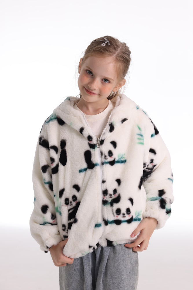 Felpa PANDA giacca invernale con cappuccio e tasche, unisex per adulti e bambini, in pile flanella, calda e morbida, colori divertenti