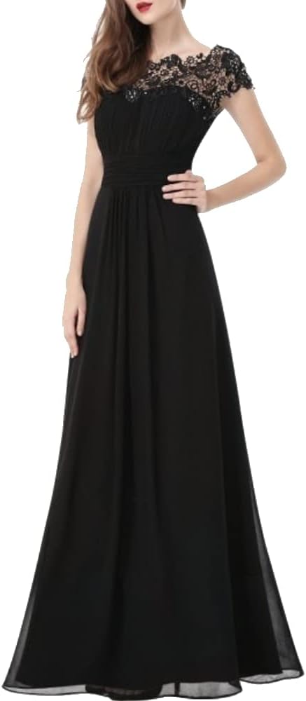 Abito Lungo Cerimonia Elegante da Donna in Chiffon, Vestito da Damigella