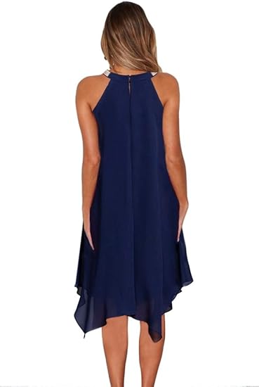 Vestito Elegante Cerimonia Donna Damigella con Collo gioeiello Vestito Sera Party