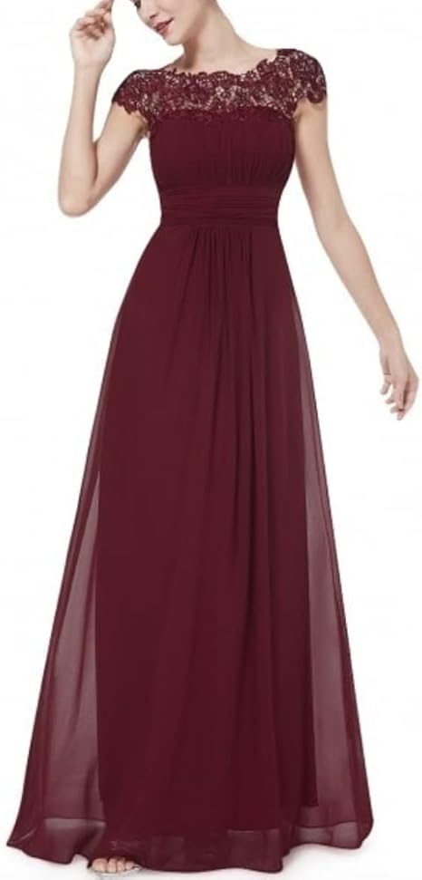 Abito Lungo Cerimonia Elegante da Donna in Chiffon, Vestito da Damigella