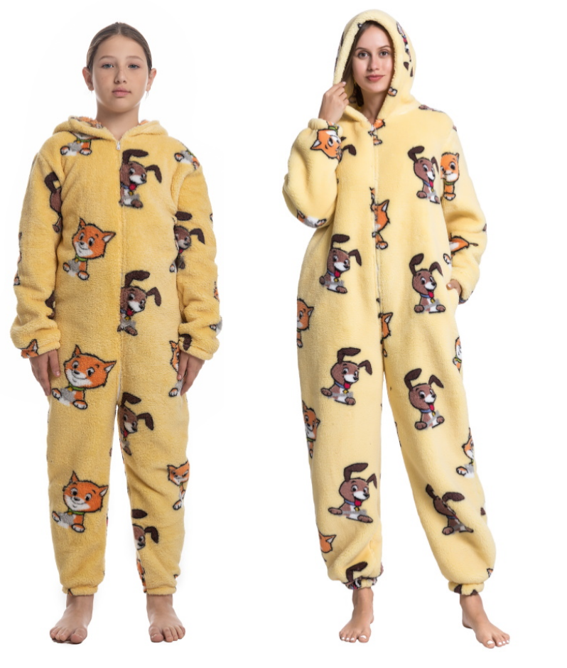 Pigiama animale intero CANI E GATTI, pigiamone invernale in pile, costume carnevale Halloween cosplay, unisex bambino e adulto