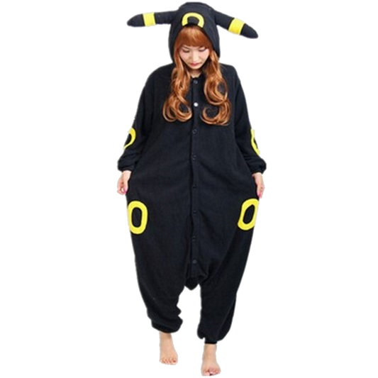 Pigiama animale intero UMBREON, pigiamone invernale in flanella, costume carnevale Halloween cosplay, unisex adulto