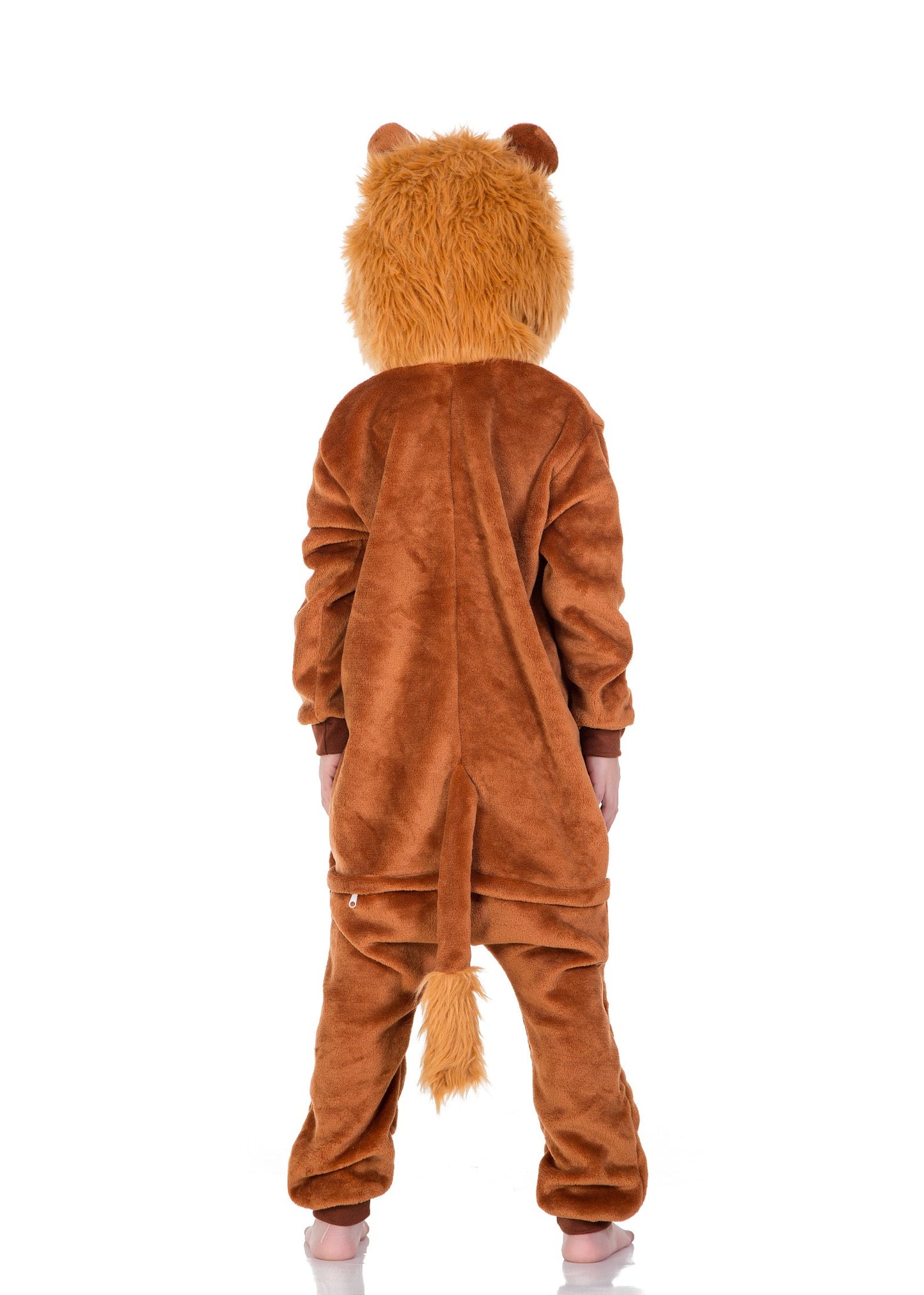 Pigiama animale intero LEONE, pigiamone invernale in flanella, costume carnevale Halloween cosplay unisex adulto bambino