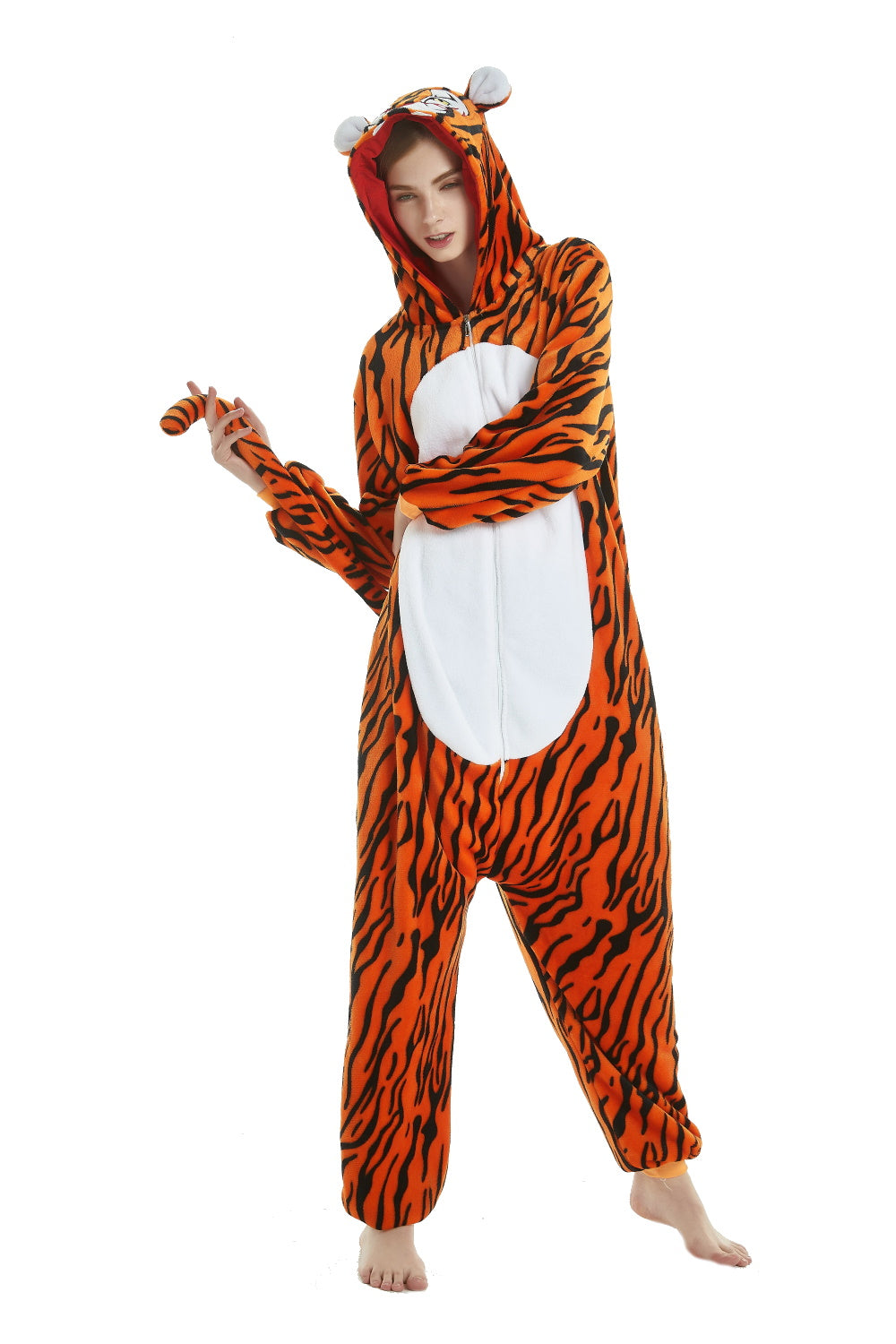 Pigiama pigiamone animale in flanella intero TIGRE, pigiama invernale, costume carnevale cosplay unisex adulto bambino