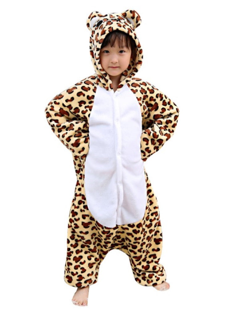 Pigiama pigiamone animale in flanella intero LEOPARDO, pigiama invernale, costume carnevale cosplay unisex adulto bambini