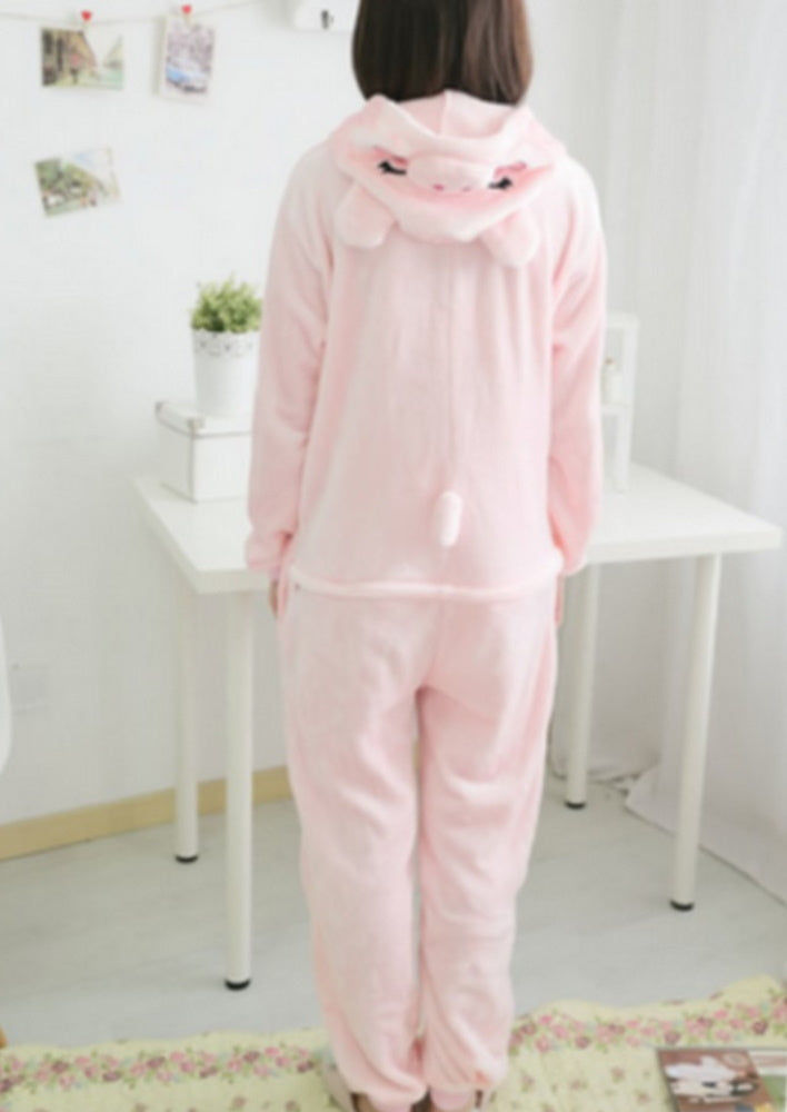 Pigiama animale intero MAIALINO ROSA, pigiamone invernale in flanella, costume carnevale cosplay unisex adulto e bambino