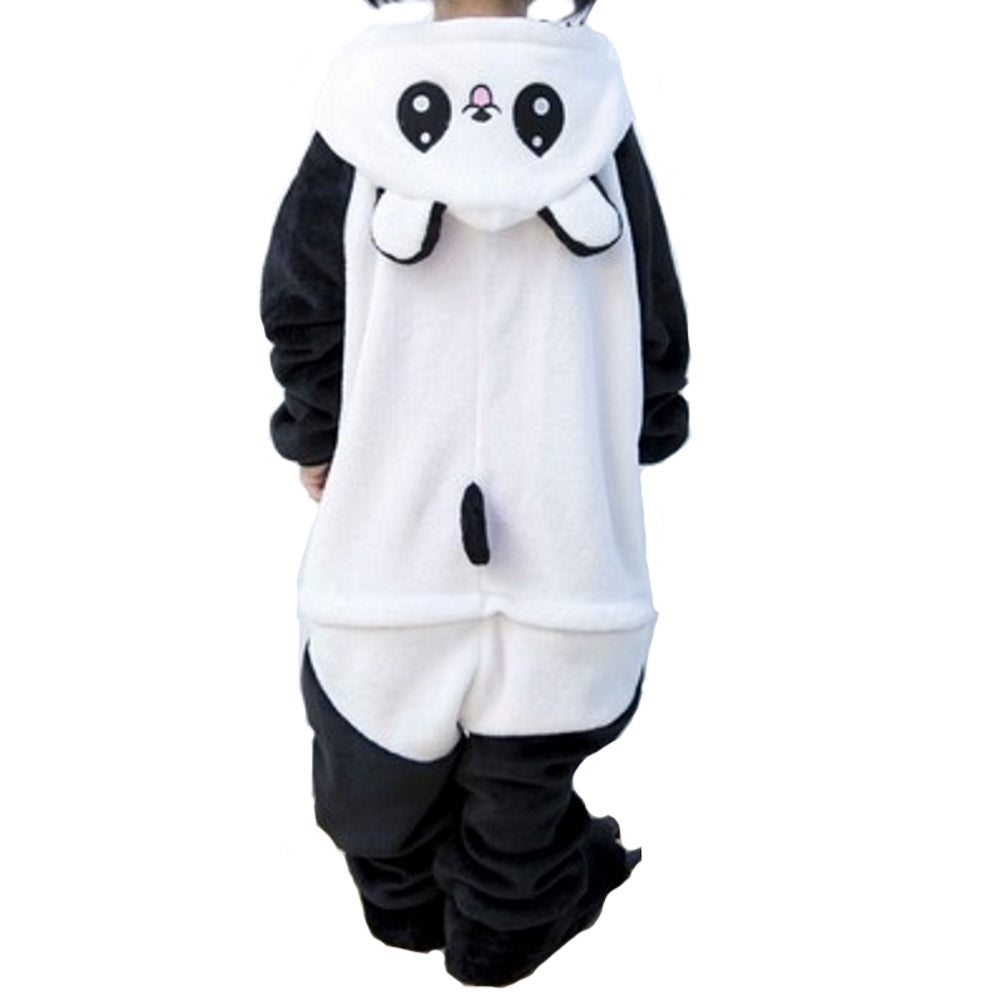 Pigiama pigiamone animale in flanella intero PANDA, pigiama invernale, costume carnevale Halloween cosplay unisex adulto e bimbo