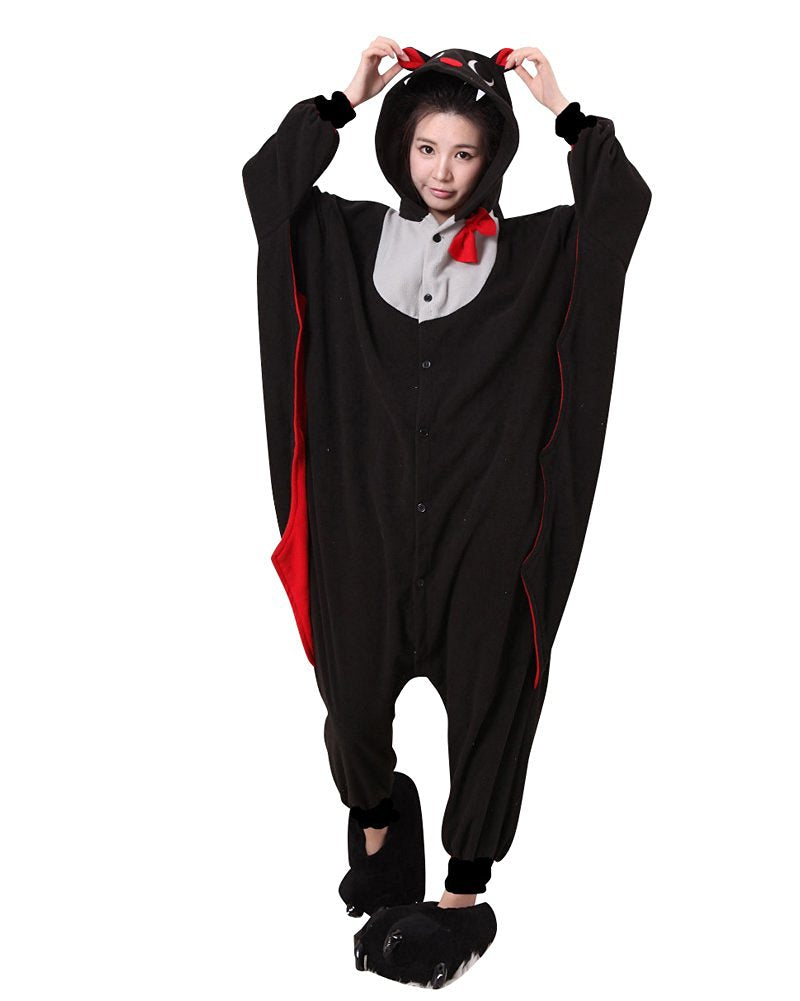 Pigiama pigiamone animale in flanella intero PIPISTRELLO, pigiama invernale, costume carnevale cosplay unisex adulto bimbo