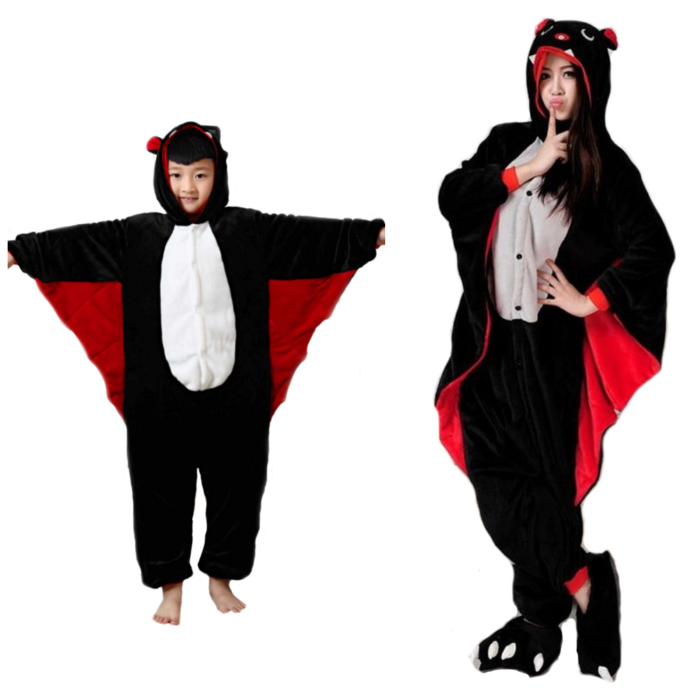 Pigiama pigiamone animale in flanella intero PIPISTRELLO, pigiama invernale, costume carnevale cosplay unisex adulto bimbo