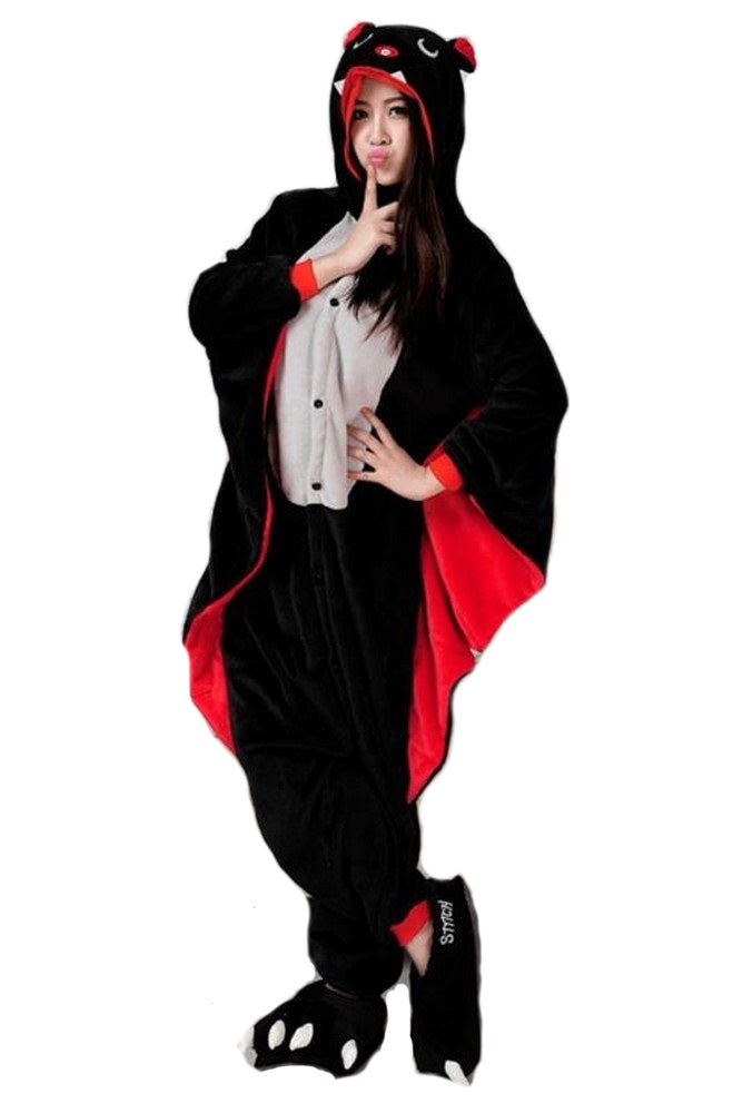 Pigiama pigiamone animale in flanella intero PIPISTRELLO, pigiama invernale, costume carnevale cosplay unisex adulto bimbo