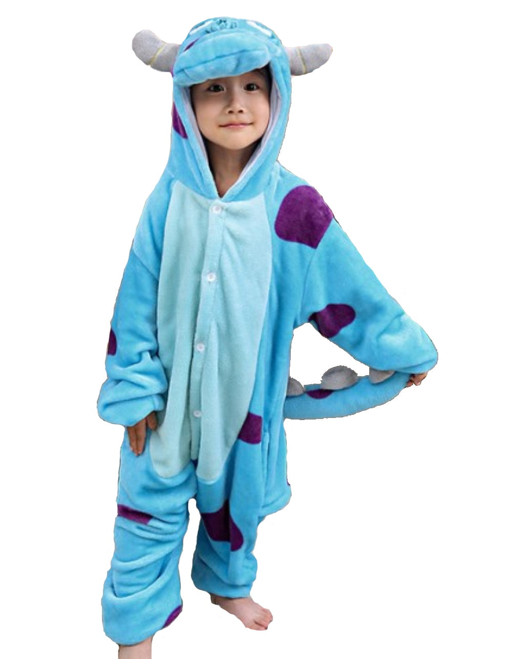 Pigiama animale intero DRAGO AZZURRO, pigiamone invernale in flanella, costume carnevale cosplay, unisex adulto e bambino