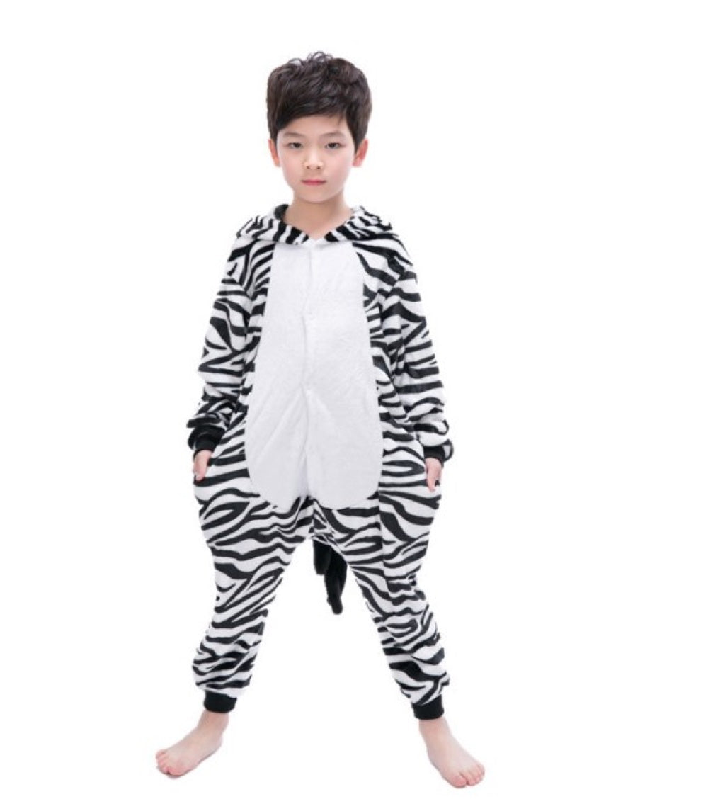 Pigiama pigiamone animale in flanella intero ZEBRA, pigiama invernale, costume carnevale Halloween cosplay, unisex adulto