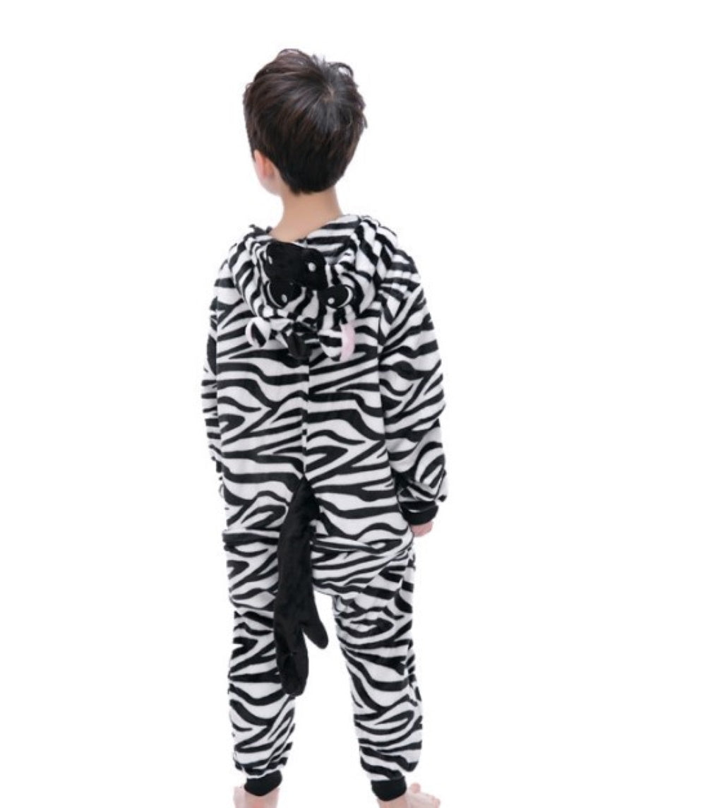 Pigiama pigiamone animale in flanella intero ZEBRA, pigiama invernale, costume carnevale Halloween cosplay, unisex adulto