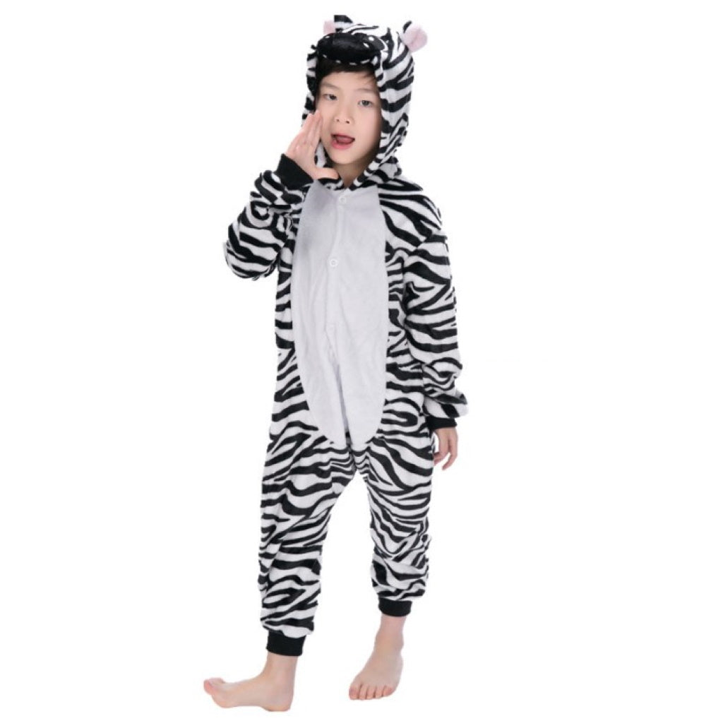 Pigiama pigiamone animale in flanella intero ZEBRA, pigiama invernale, costume carnevale Halloween cosplay, unisex adulto