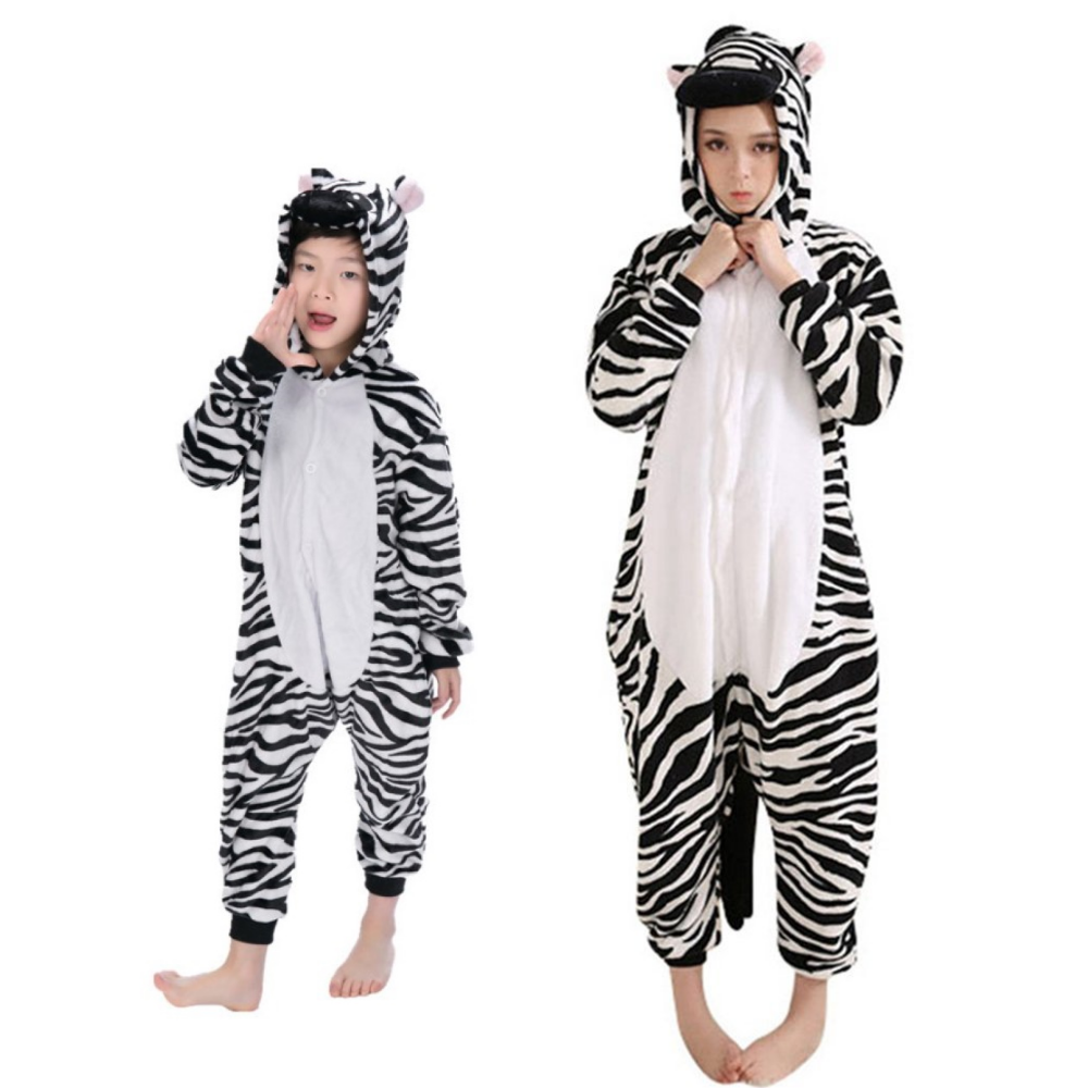 Pigiama pigiamone animale in flanella intero ZEBRA, pigiama invernale, costume carnevale Halloween cosplay, unisex adulto